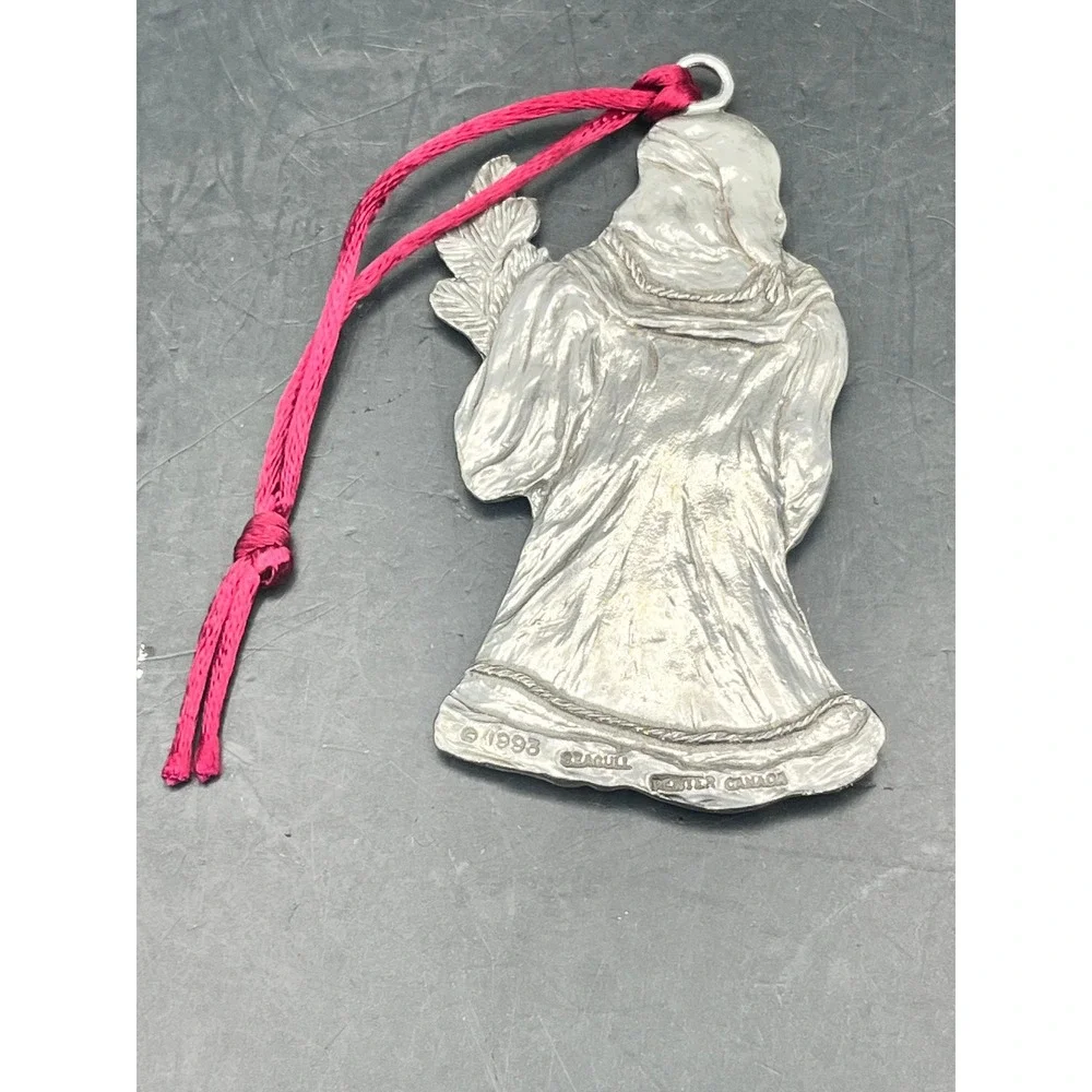 Set of 2 Seagull Pewter Christmas Ornaments Santa‎ Claus Vtg Made In Nova Scotia